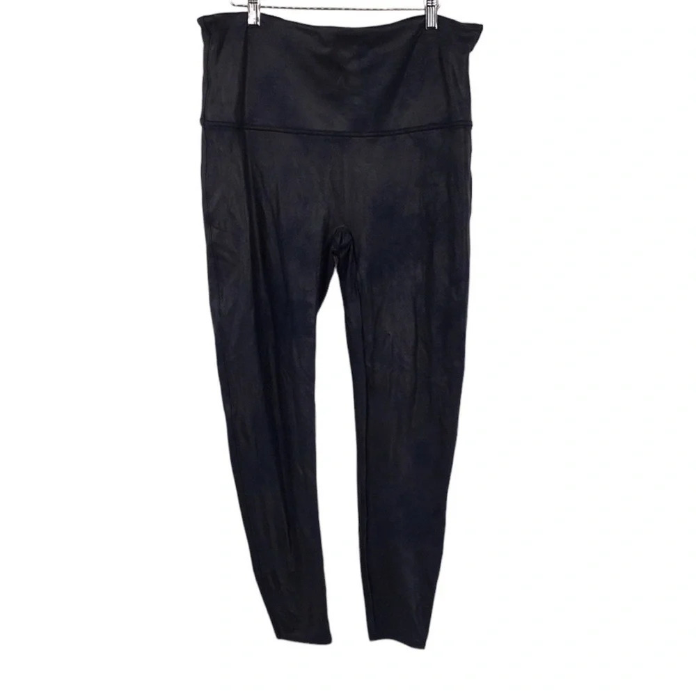 Spanx Leggings Womens 3X Blue Faux Leather Ready To Wow Pull On High Waist